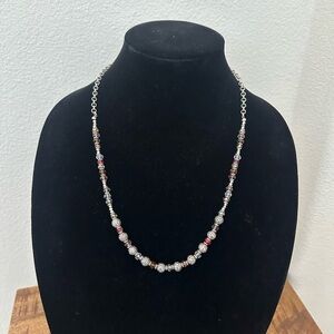 Brighton Silver and Pink Beaded Latika Necklace